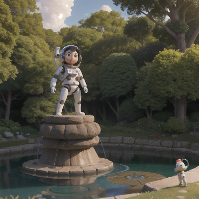 Image For Post Anime, wormhole, river, robot, astronaut, fountain, HD, 4K, AI Generated Art