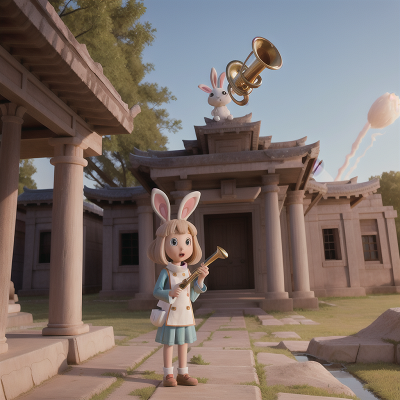 Image For Post Anime, drought, space, rabbit, temple, trumpet, HD, 4K, AI Generated Art