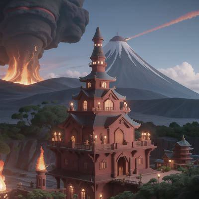 Image For Post Anime, temple, wizard's hat, submarine, volcano, train, HD, 4K, AI Generated Art