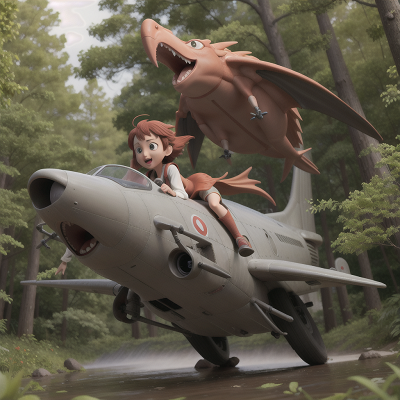 Image For Post Anime, hovercraft, pterodactyl, camera, scientist, forest, HD, 4K, AI Generated Art