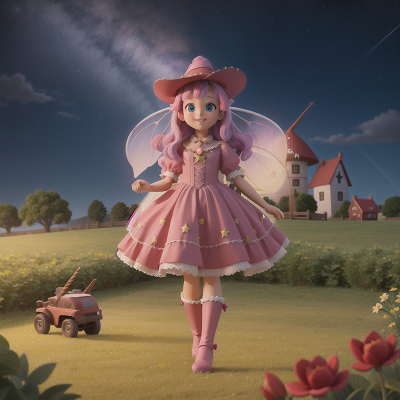 Image For Post Anime, stars, witch, unicorn, farm, fairy, HD, 4K, AI Generated Art
