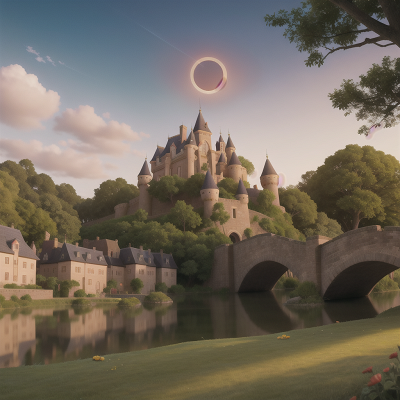 Image For Post Anime, park, village, castle, solar eclipse, princess, HD, 4K, AI Generated Art