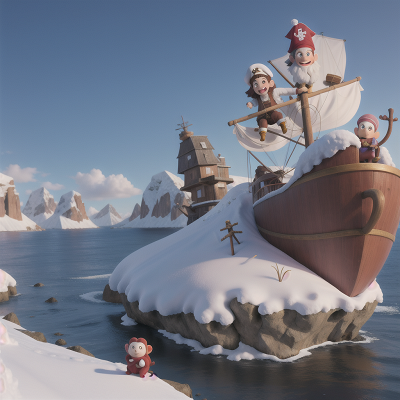 Image For Post Anime, snow, mountains, monkey, pirate, ocean, HD, 4K, AI Generated Art