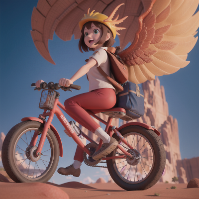 Image For Post Anime, map, bicycle, phoenix, avalanche, desert, HD, 4K, AI Generated Art