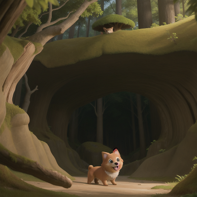 Image For Post Anime, success, forest, cave, dog, sunrise, HD, 4K, AI Generated Art