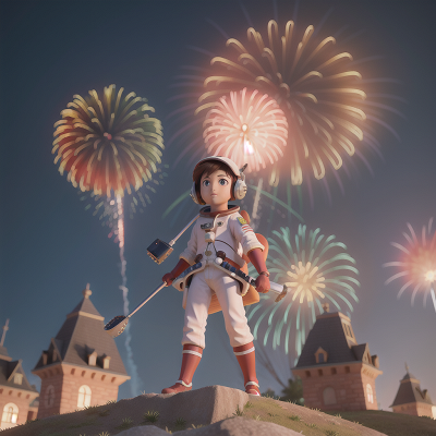 Image For Post Anime, knights, fireworks, museum, astronaut, hero, HD, 4K, AI Generated Art