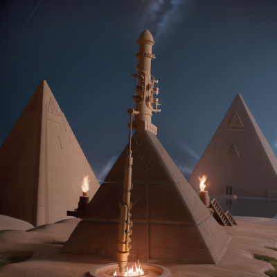 Image For Post Anime, teleportation device, pyramid, drought, saxophone, rocket, HD, 4K, AI Generated Art