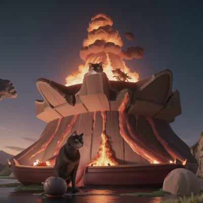 Image For Post Anime, boat, king, volcanic eruption, cat, swamp, HD, 4K, AI Generated Art