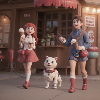 Image For Post Anime, romance, bagpipes, robotic pet, volcano, ice cream parlor, HD, 4K, AI Generated Art