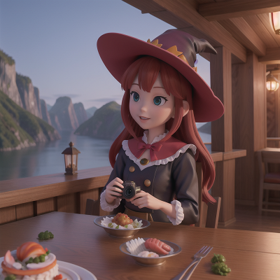 Image For Post Anime, camera, witch, mountains, seafood restaurant, princess, HD, 4K, AI Generated Art
