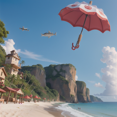 Image For Post Anime, zookeeper, umbrella, beach, fish, airplane, HD, 4K, AI Generated Art