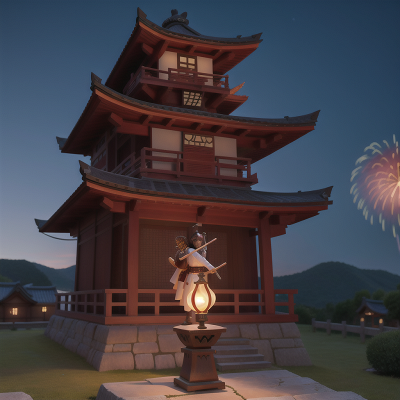 Image For Post Anime, samurai, castle, lamp, fireworks, astronaut, HD, 4K, AI Generated Art