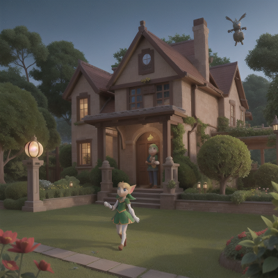 Image For Post Anime, robot, garden, haunted mansion, elf, lion, HD, 4K, AI Generated Art