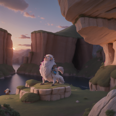 Image For Post Anime, yeti, cave, knight, griffin, sunset, HD, 4K, AI Generated Art