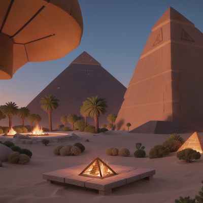 Image For Post Anime, fire, park, virtual reality, pyramid, desert oasis, HD, 4K, AI Generated Art