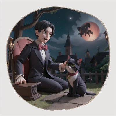 Image For Post Anime, telescope, haunted mansion, vampire, cave, cat, HD, 4K, AI Generated Art