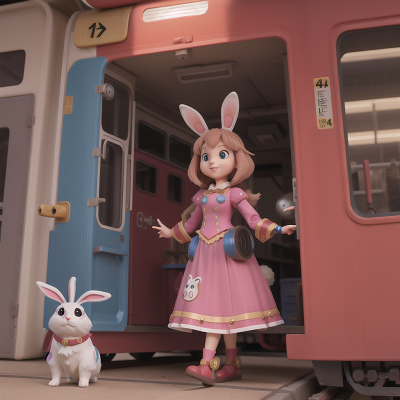 Image For Post Anime, rabbit, wizard, circus, robotic pet, train, HD, 4K, AI Generated Art