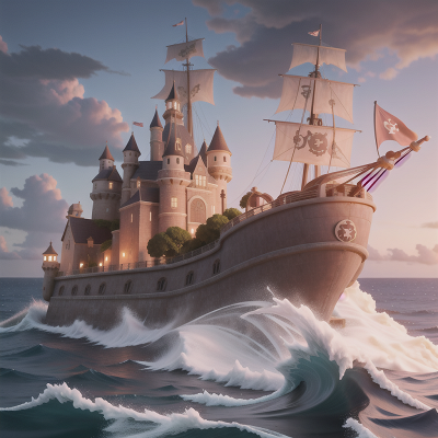 Image For Post Anime, thunder, ocean, pirate, hovercraft, medieval castle, HD, 4K, AI Generated Art