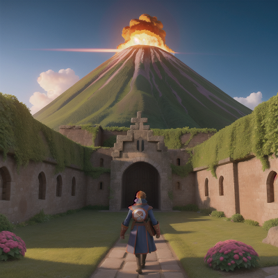 Image For Post Anime, volcano, shield, cathedral, betrayal, garden, HD, 4K, AI Generated Art