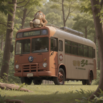 Image For Post Anime, scientist, bus, forest, ogre, monkey, HD, 4K, AI Generated Art