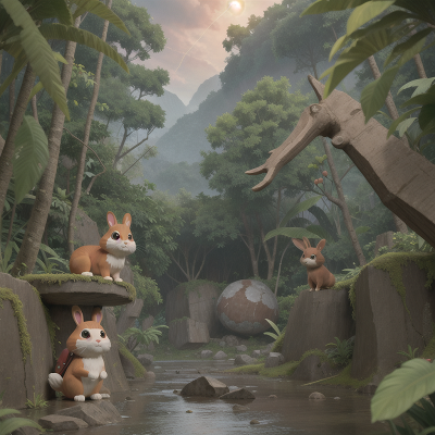 Image For Post Anime, jungle, meteor shower, rabbit, earthquake, river, HD, 4K, AI Generated Art