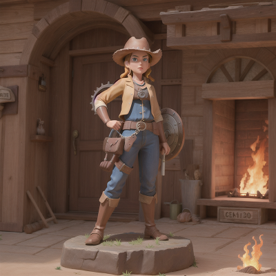 Image For Post Anime, wild west town, statue, key, shield, fire, HD, 4K, AI Generated Art