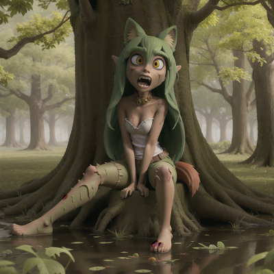 Image For Post Anime, zombie, swamp, park, fox, sphinx, HD, 4K, AI Generated Art