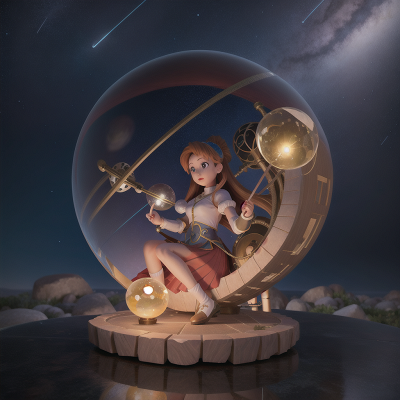 Image For Post Anime, harp, space station, knights, meteor shower, crystal ball, HD, 4K, AI Generated Art