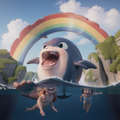 Image For Post Anime, whale, laughter, maze, rainbow, swimming, HD, 4K, AI Generated Art