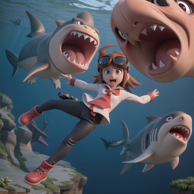 Image For Post Anime, shark, confusion, monkey, crystal, virtual reality, HD, 4K, AI Generated Art