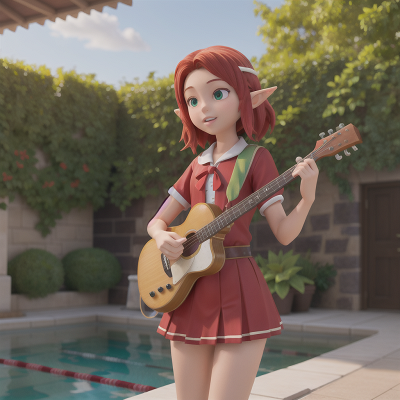 Image For Post Anime, school, swimming, musician, elf, phoenix, HD, 4K, AI Generated Art