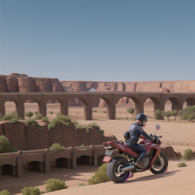 Image For Post Anime, motorcycle, farmer, police officer, desert, bridge, HD, 4K, AI Generated Art