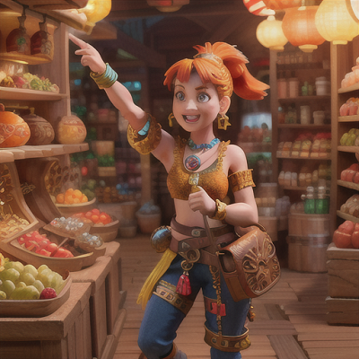 Image For Post | Anime, manga, Adventurous treasure hunter, wild orange ponytail, within a sprawling, neon-lit marketplace, bartering with a stubborn merchant, a treasure map and a bag of ancient coins, extravagant and colorful outfit with many trinkets, vivid and detailed art style, bustling and energetic atmosphere - [AI Art, Anime Neon](https://hero.page/examples/anime-neon-lit-megacity-stable-diffusion-prompt-library)