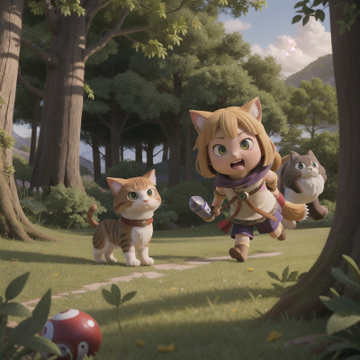 Image For Post Anime, vikings, rocket, wind, cat, forest, HD, 4K, AI Generated Art