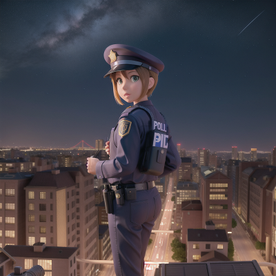 Image For Post Anime, city, train, flying, stars, police officer, HD, 4K, AI Generated Art