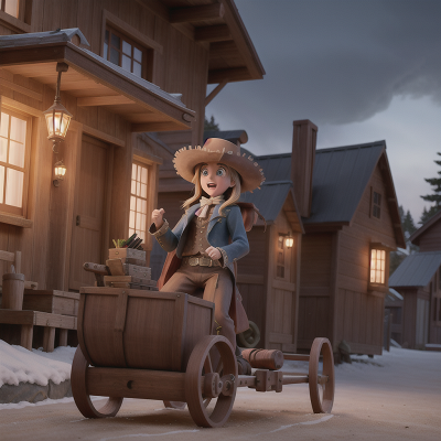 Image For Post Anime, wild west town, musician, sled, ghostly apparition, teleportation device, HD, 4K, AI Generated Art