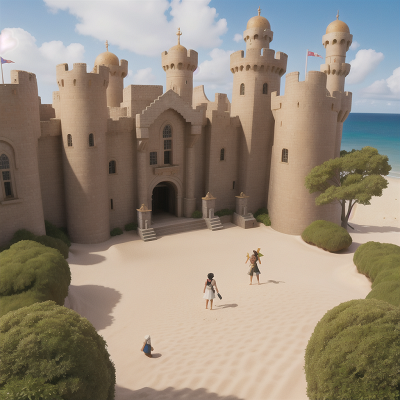 Image For Post Anime, beach, pharaoh, holodeck, medieval castle, fighting, HD, 4K, AI Generated Art