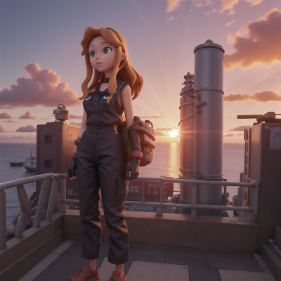 Image For Post Anime, city, artificial intelligence, mechanic, sunset, ocean, HD, 4K, AI Generated Art