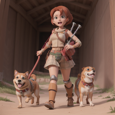 Image For Post Anime, drought, cyborg, dog, desert, bagpipes, HD, 4K, AI Generated Art