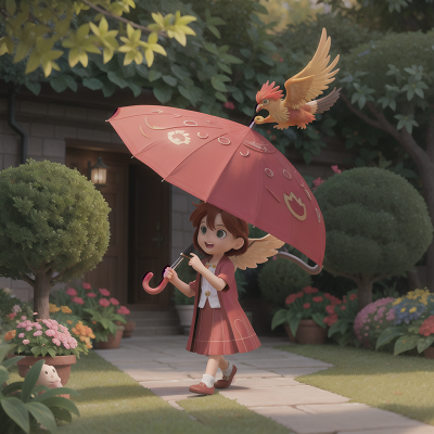 Image For Post Anime, umbrella, celebrating, doctor, garden, phoenix, HD, 4K, AI Generated Art