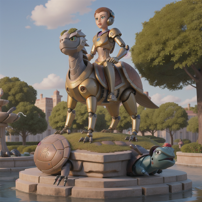 Image For Post Anime, robot, betrayal, fountain, griffin, turtle, HD, 4K, AI Generated Art