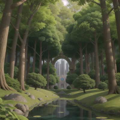 Image For Post Anime, key, enchanted mirror, forest, futuristic metropolis, park, HD, 4K, AI Generated Art