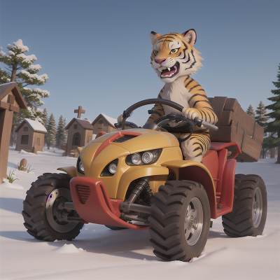 Image For Post Anime, sabertooth tiger, bicycle, tractor, sled, haunted graveyard, HD, 4K, AI Generated Art
