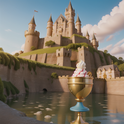 Image For Post Anime, laughter, harp, ice cream parlor, golden egg, medieval castle, HD, 4K, AI Generated Art