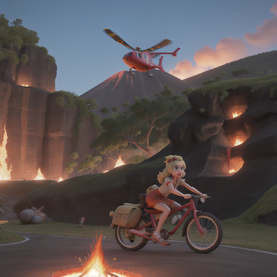 Image For Post Anime, volcano, helicopter, princess, bicycle, ogre, HD, 4K, AI Generated Art