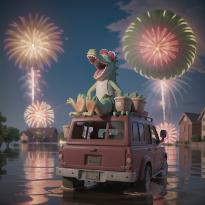 Image For Post Anime, flood, fireworks, drought, ghost, alligator, HD, 4K, AI Generated Art