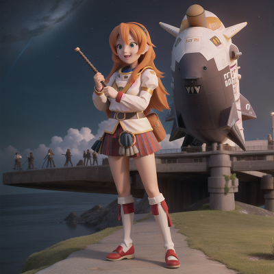 Image For Post Anime, knight, space shuttle, joy, bridge, bagpipes, HD, 4K, AI Generated Art