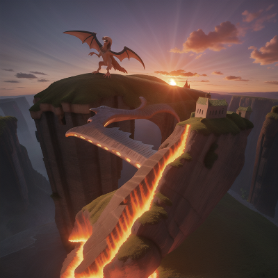 Image For Post Anime, pterodactyl, castle, lava, sunset, detective, HD, 4K, AI Generated Art