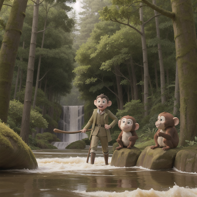 Image For Post Anime, forest, flood, museum, detective, monkey, HD, 4K, AI Generated Art