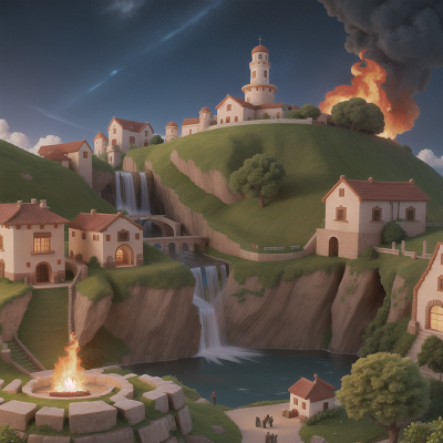 Image For Post Anime, gladiator, telescope, fire, village, waterfall, HD, 4K, AI Generated Art